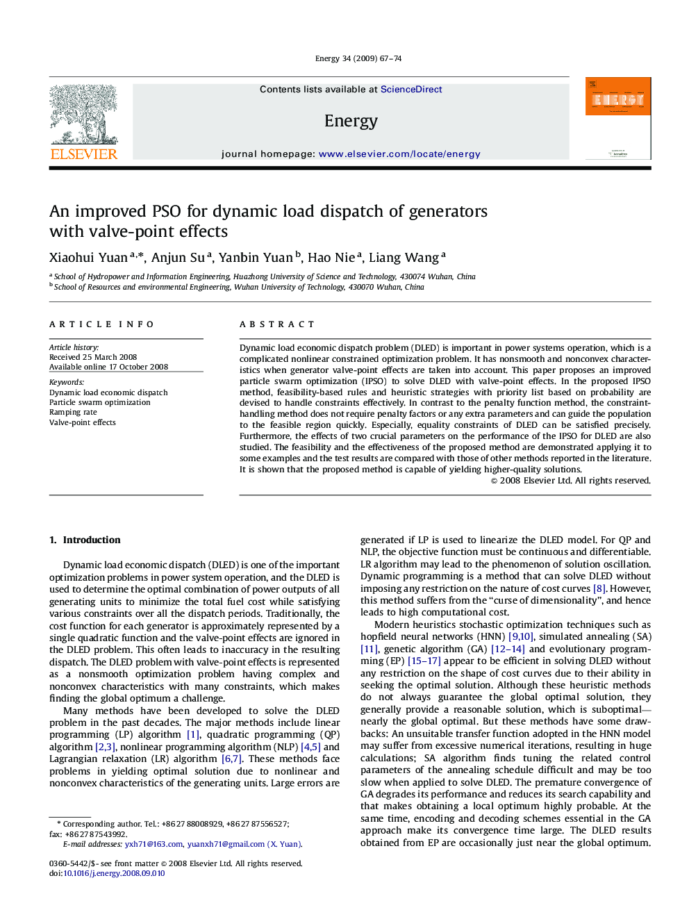 An improved PSO for dynamic load dispatch of generators with valve-point effects