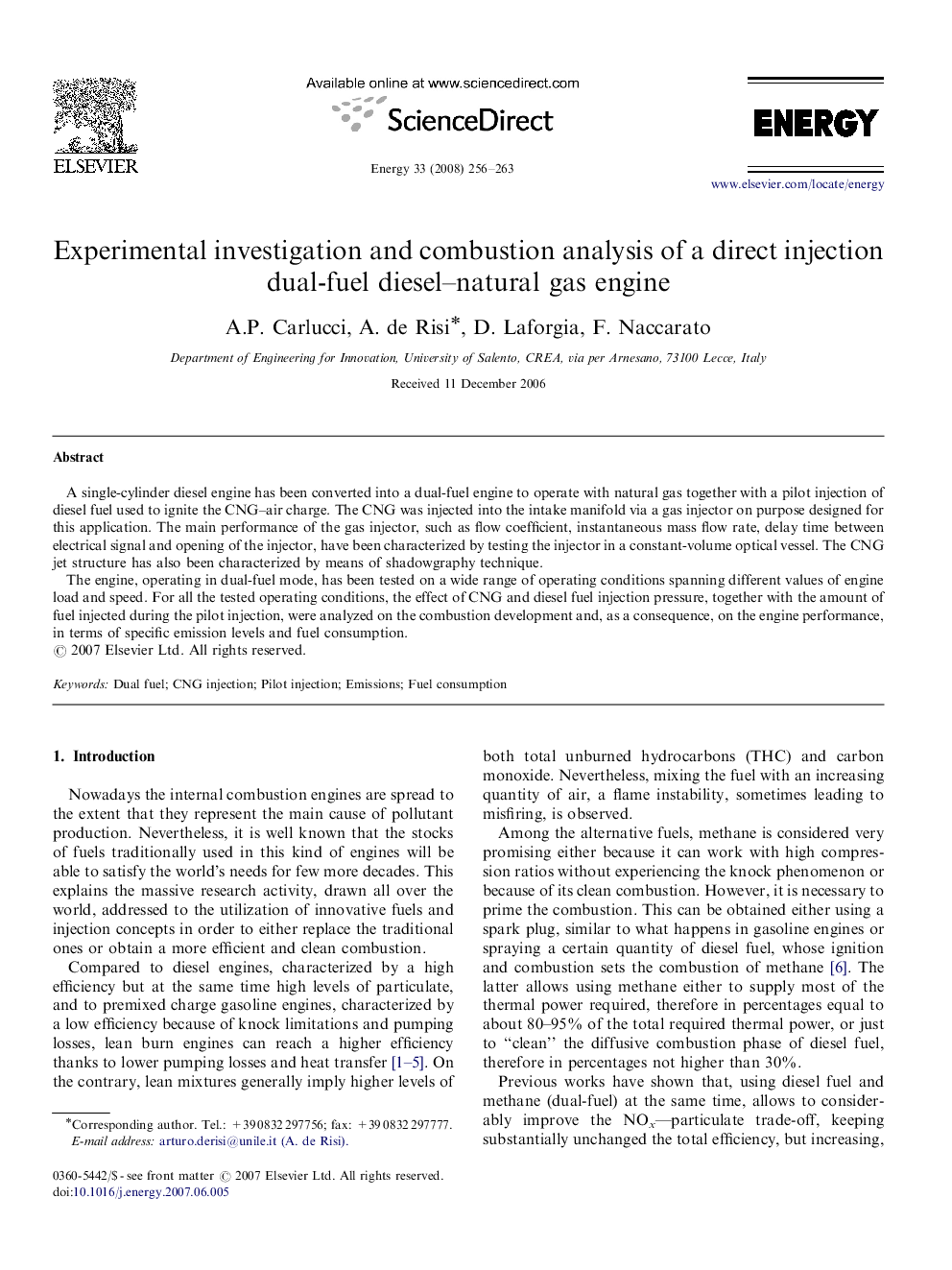 Experimental investigation and combustion analysis of a direct injection dual-fuel diesel–natural gas engine