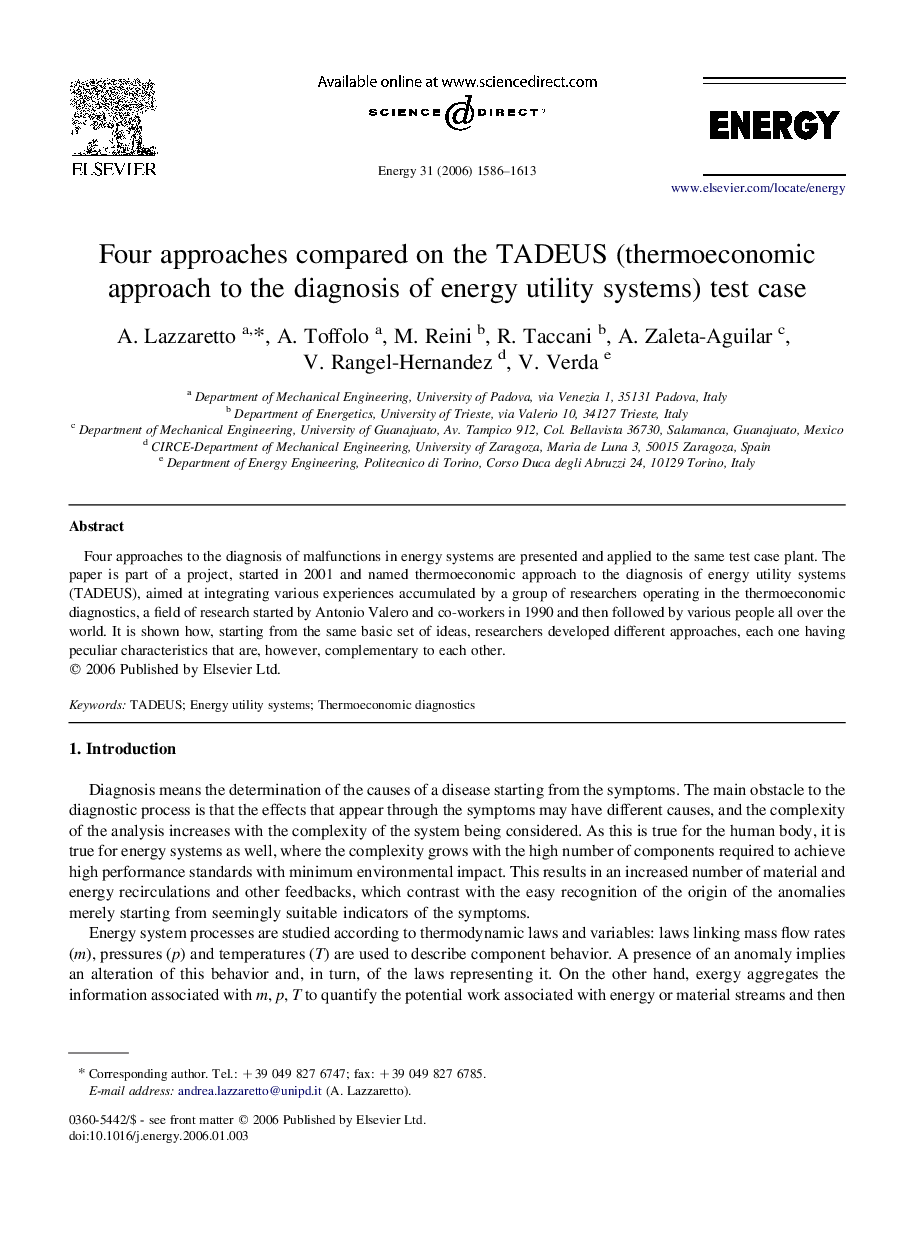 Four approaches compared on the TADEUS (thermoeconomic approach to the diagnosis of energy utility systems) test case