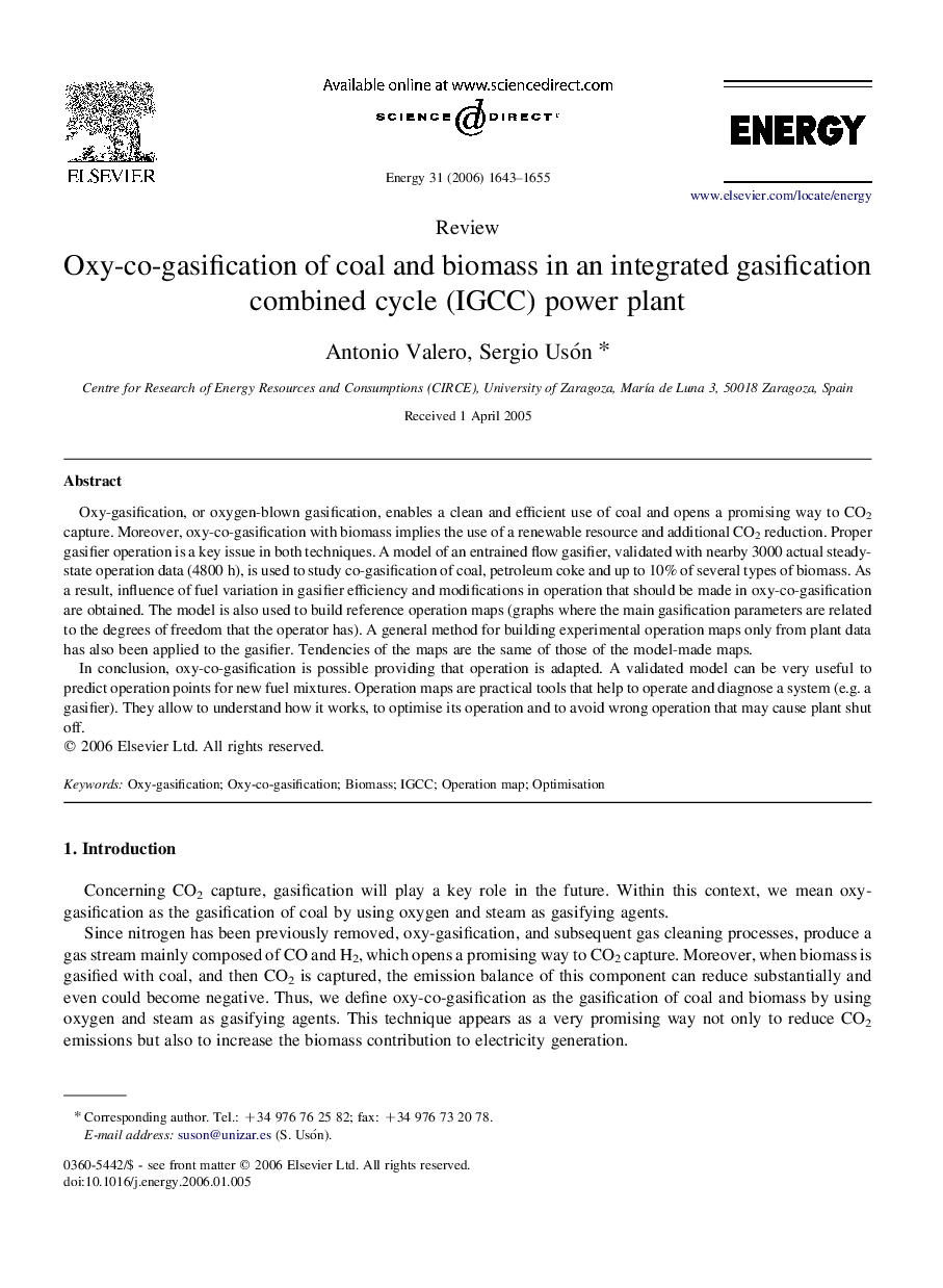 Oxy-co-gasification of coal and biomass in an integrated gasification combined cycle (IGCC) power plant