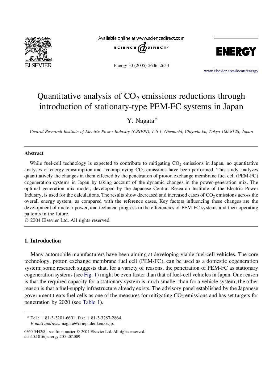 Quantitative analysis of CO2 emissions reductions through introduction of stationary-type PEM-FC systems in Japan