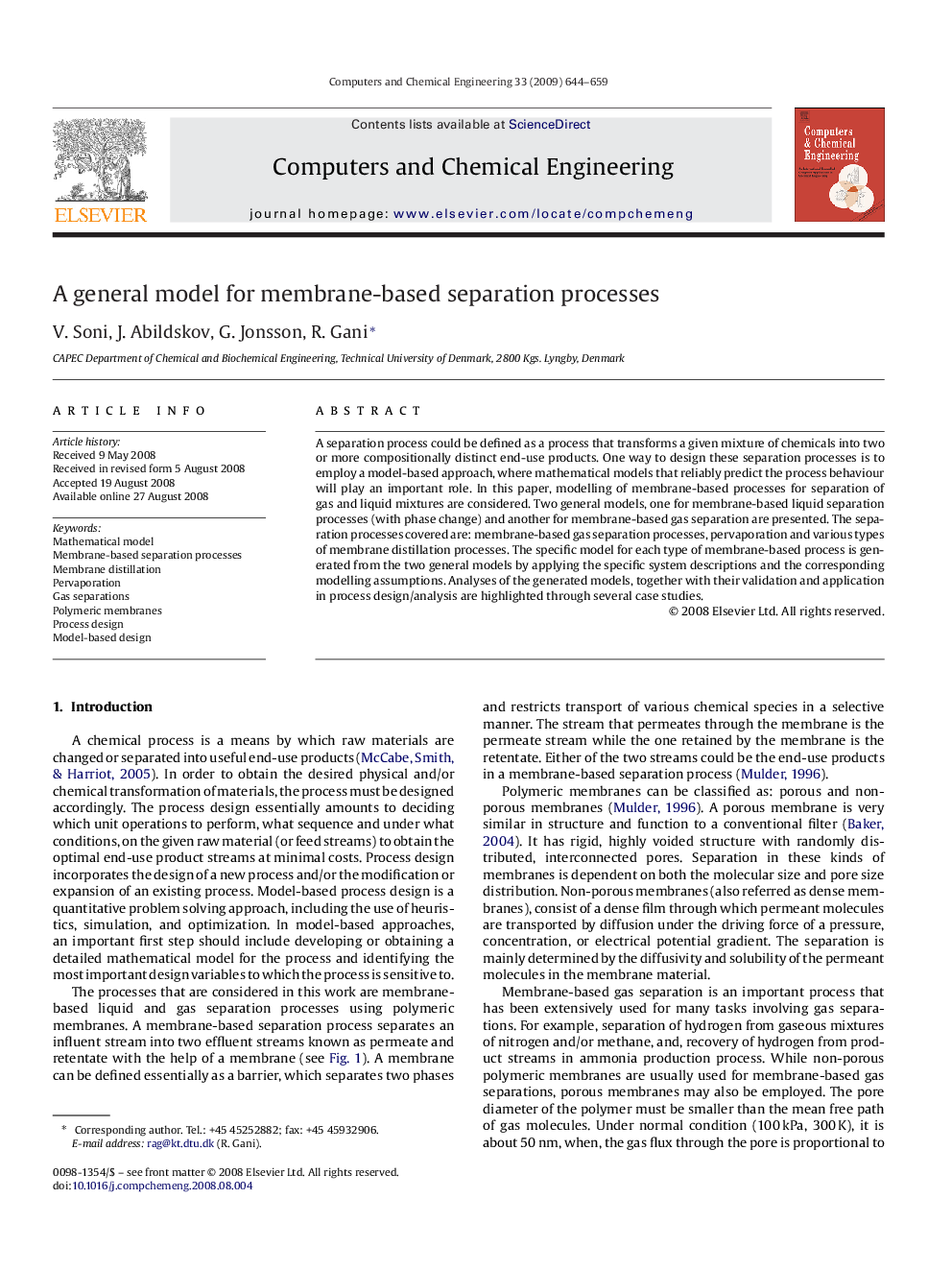 A general model for membrane-based separation processes