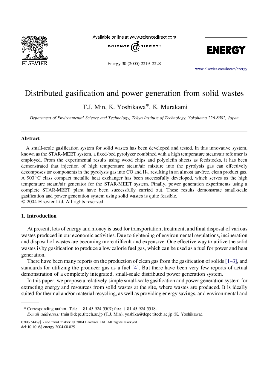 Distributed gasification and power generation from solid wastes