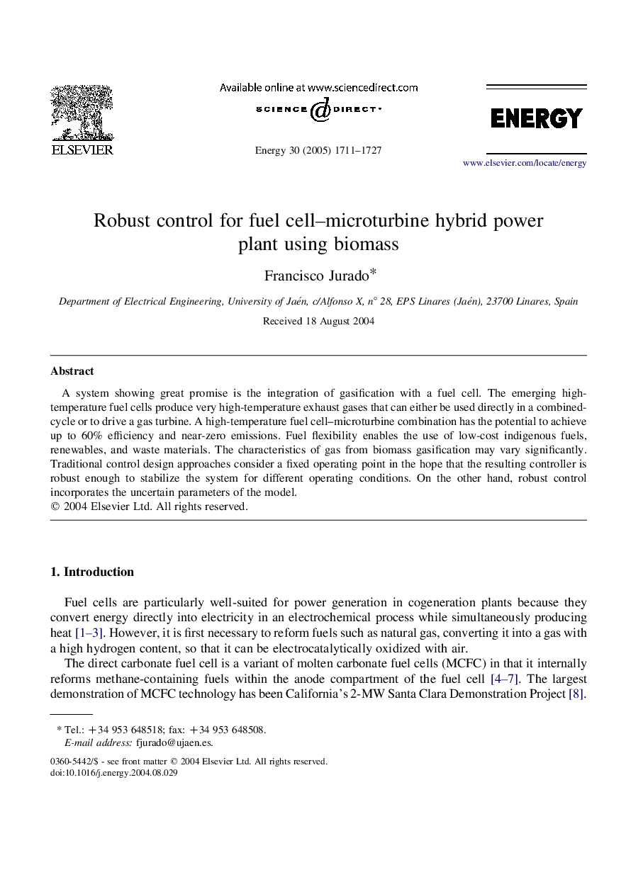 Robust control for fuel cell-microturbine hybrid power plant using biomass