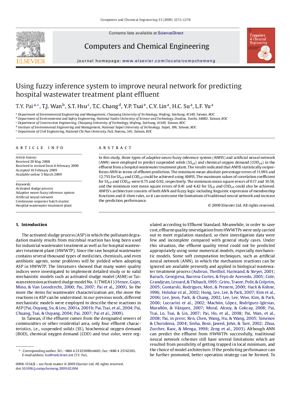 Using fuzzy inference system to improve neural network for predicting hospital wastewater treatment plant effluent