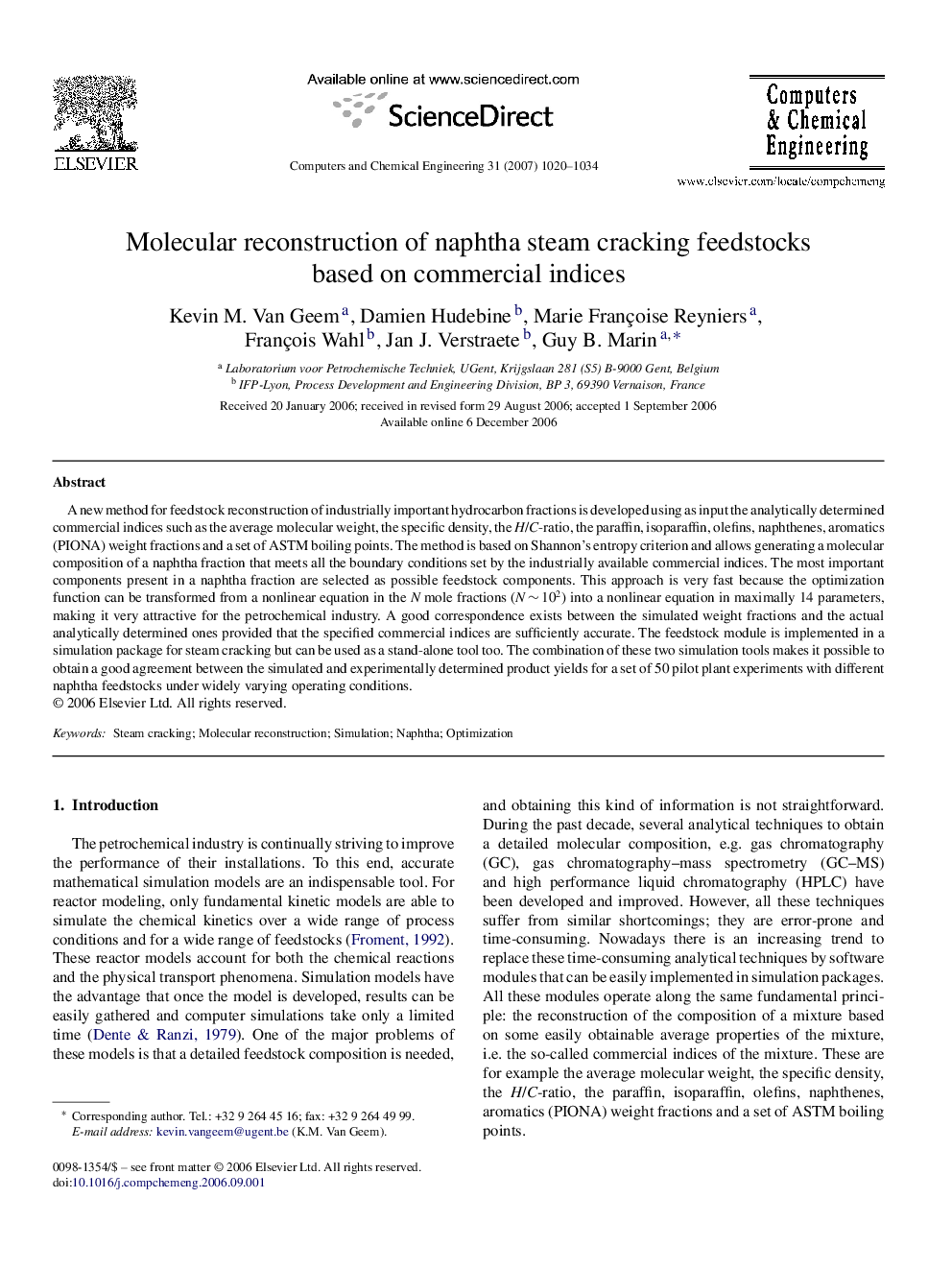 Molecular reconstruction of naphtha steam cracking feedstocks based on commercial indices