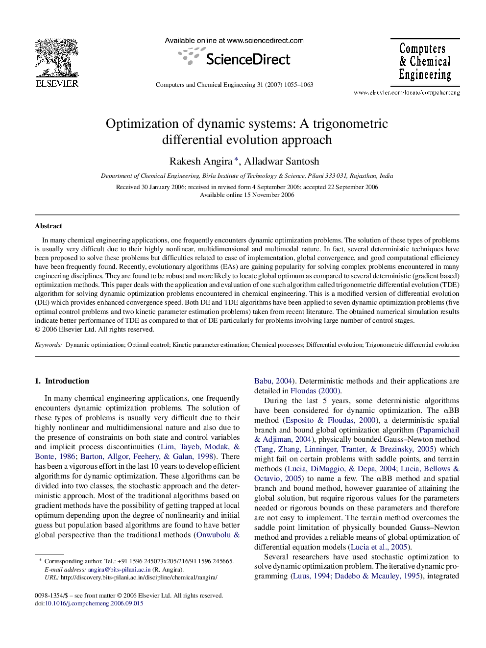 Optimization of dynamic systems: A trigonometric differential evolution approach