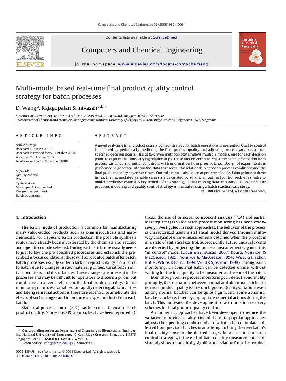 Multi-model based real-time final product quality control strategy for batch processes