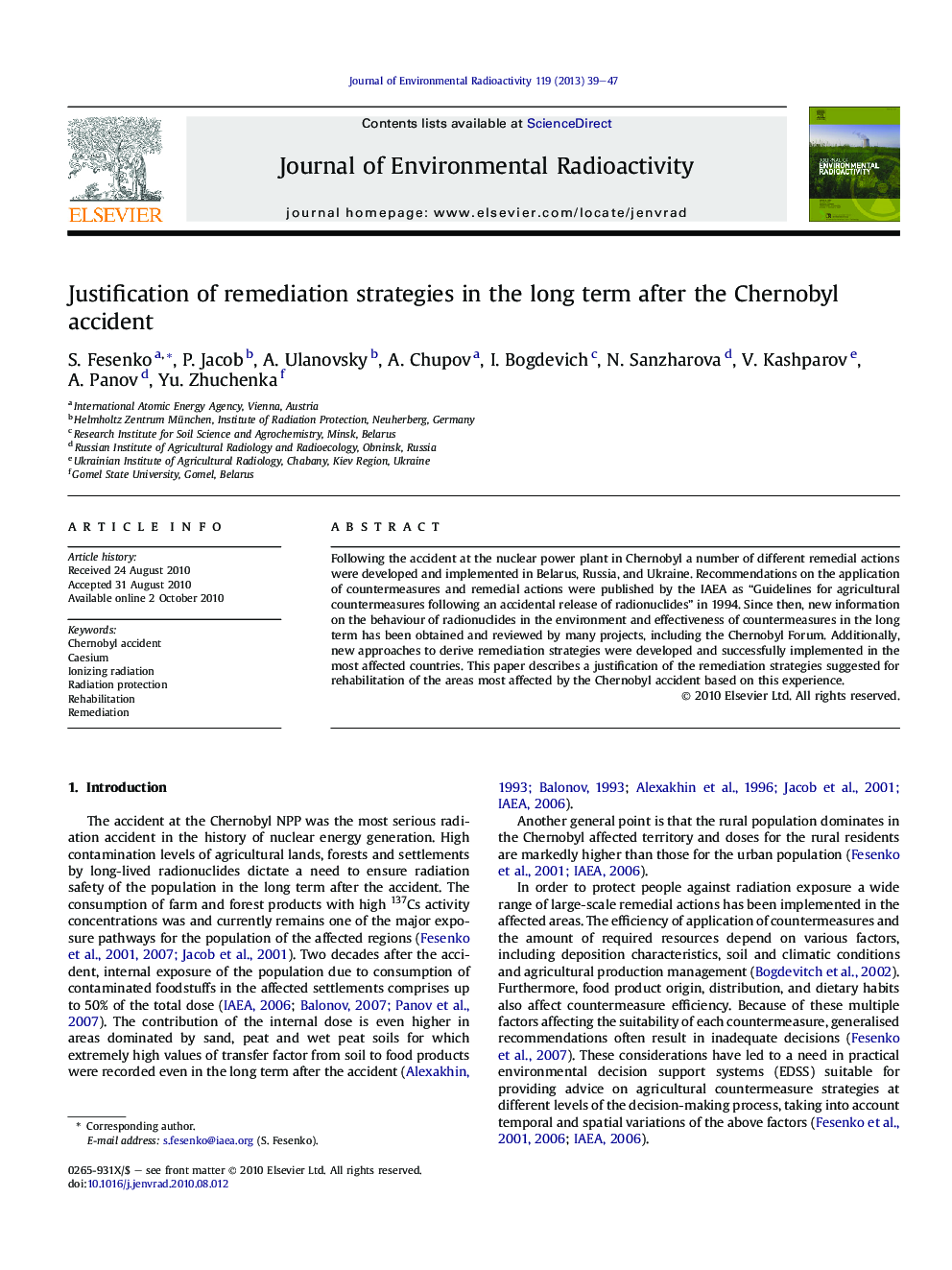 Justification of remediation strategies in the long term after the Chernobyl accident