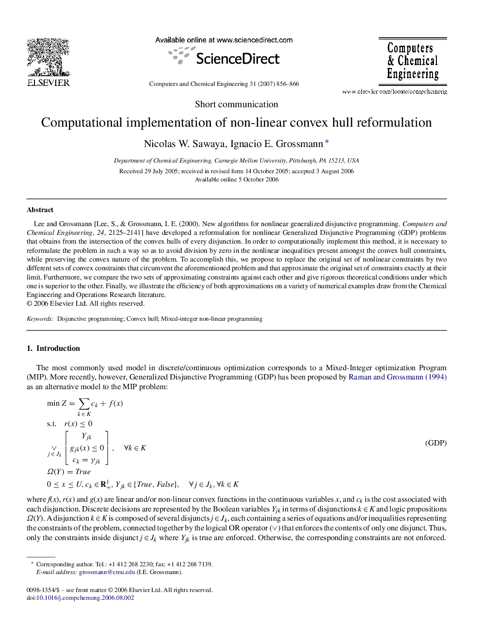 Computational implementation of non-linear convex hull reformulation