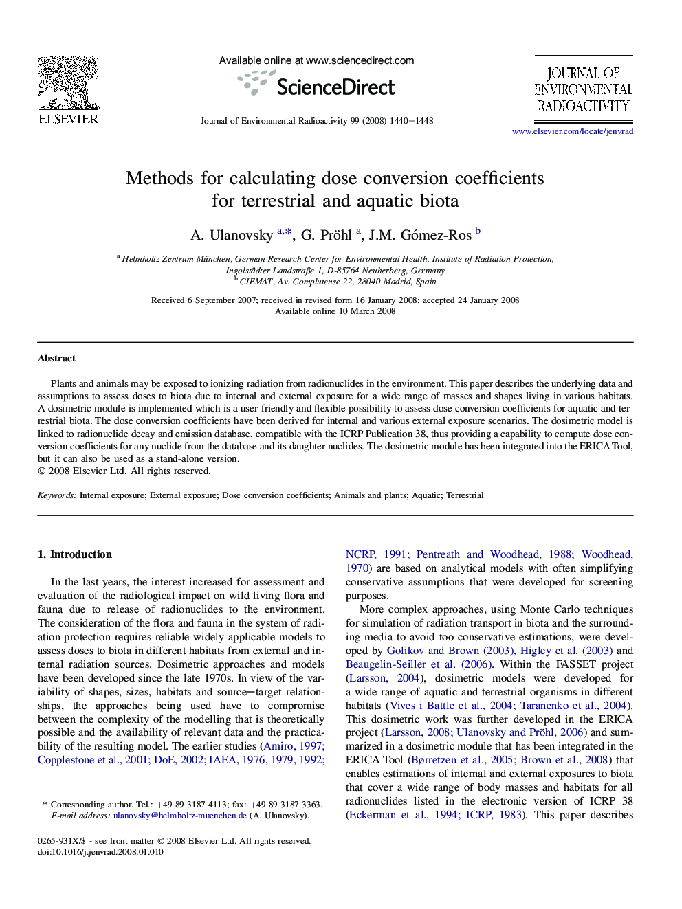 Methods for calculating dose conversion coefficients for terrestrial and aquatic biota