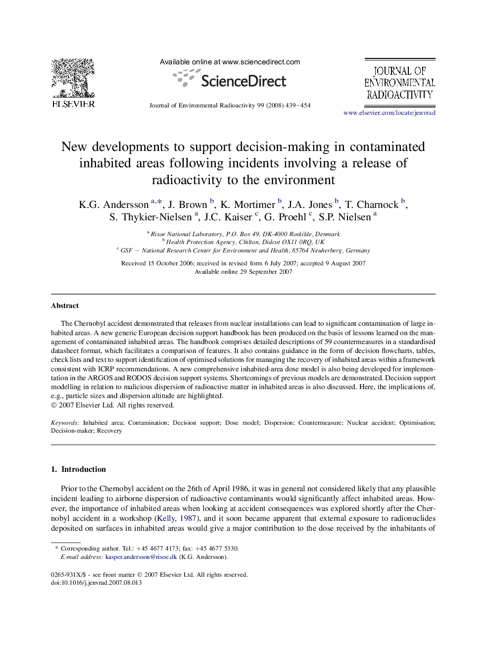 New developments to support decision-making in contaminated inhabited areas following incidents involving a release of radioactivity to the environment