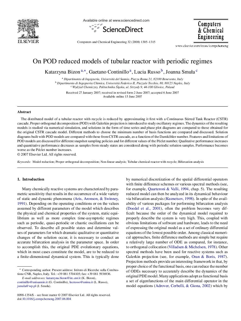 On POD reduced models of tubular reactor with periodic regimes