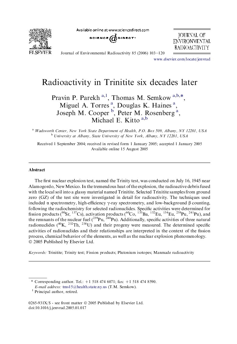 Radioactivity in Trinitite six decades later