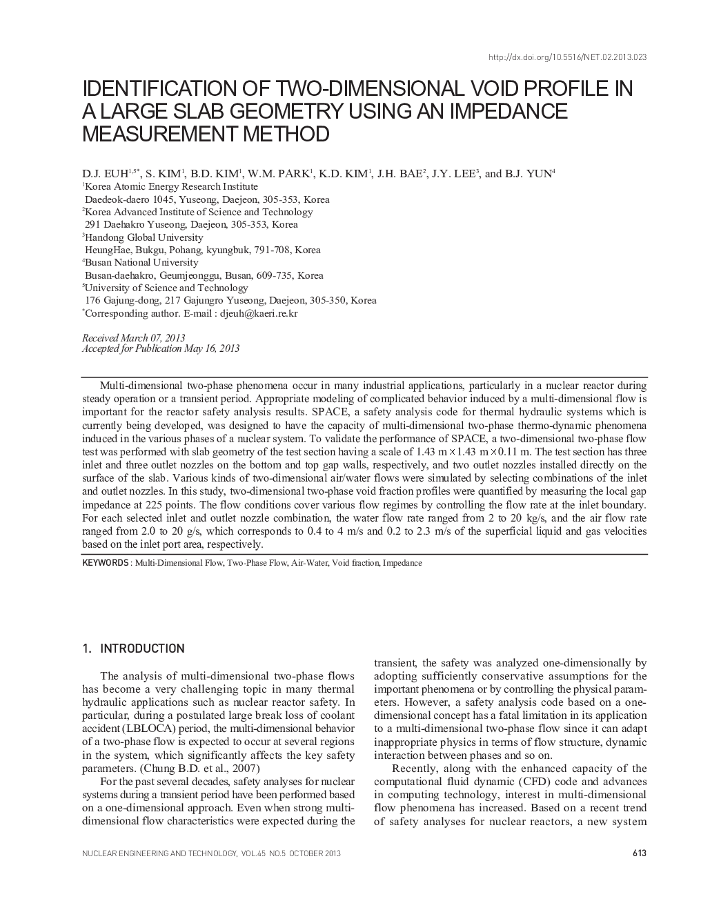 IDENTIFICATION OF TWO-DIMENSIONAL VOID PROFILE IN A LARGE SLAB GEOMETRY USING AN IMPEDANCE MEASUREMENT METHOD