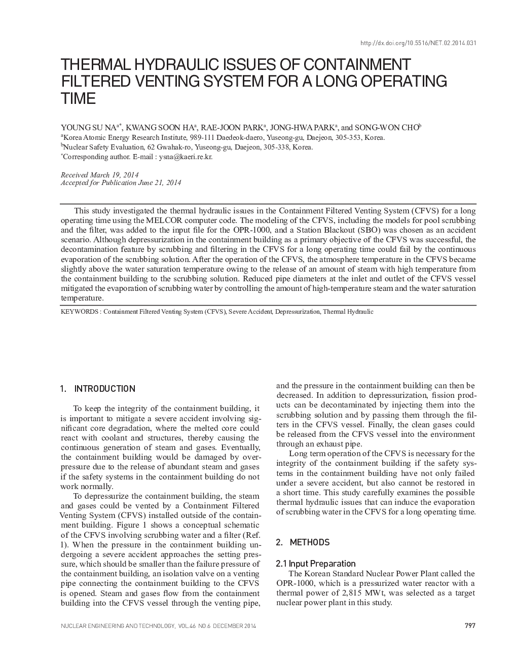 THERMAL HYDRAULIC ISSUES OF CONTAINMENT FILTERED VENTING SYSTEM FOR A LONG OPERATING TIME