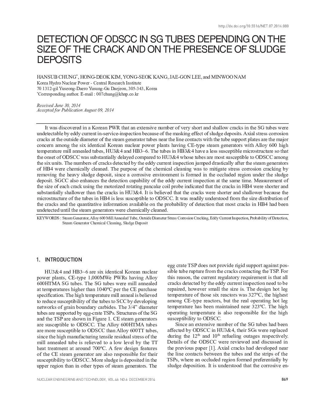 DETECTION OF ODSCC IN SG TUBES DEPENDING ON THE SIZE OF THE CRACK AND ON THE PRESENCE OF SLUDGE DEPOSITS