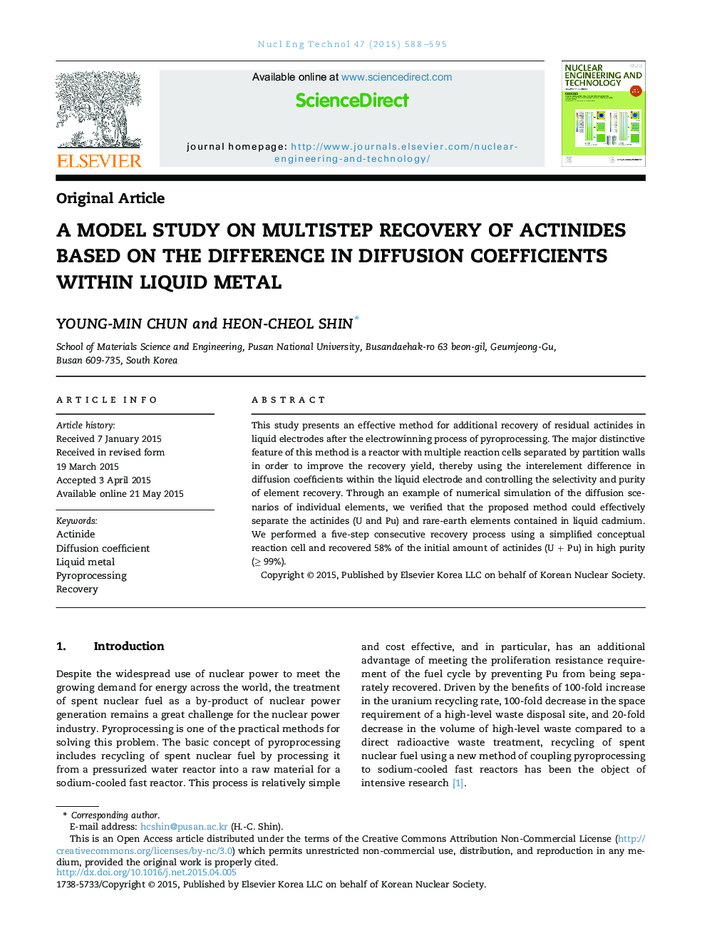 A model study on multistep recovery of actinides based on the difference in diffusion coefficients within liquid metal 