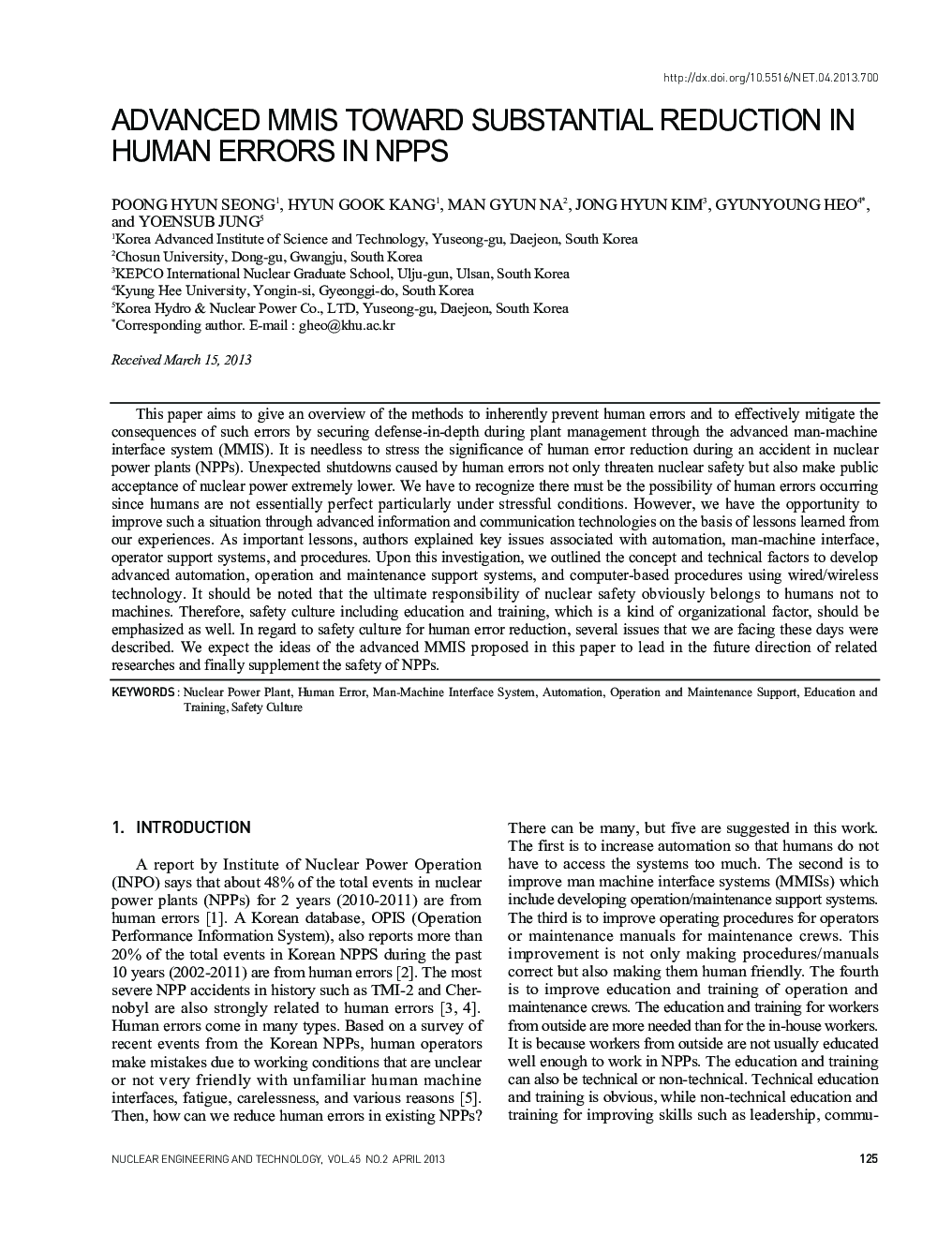 ADVANCED MMIS TOWARD SUBSTANTIAL REDUCTION IN HUMAN ERRORS IN NPPS