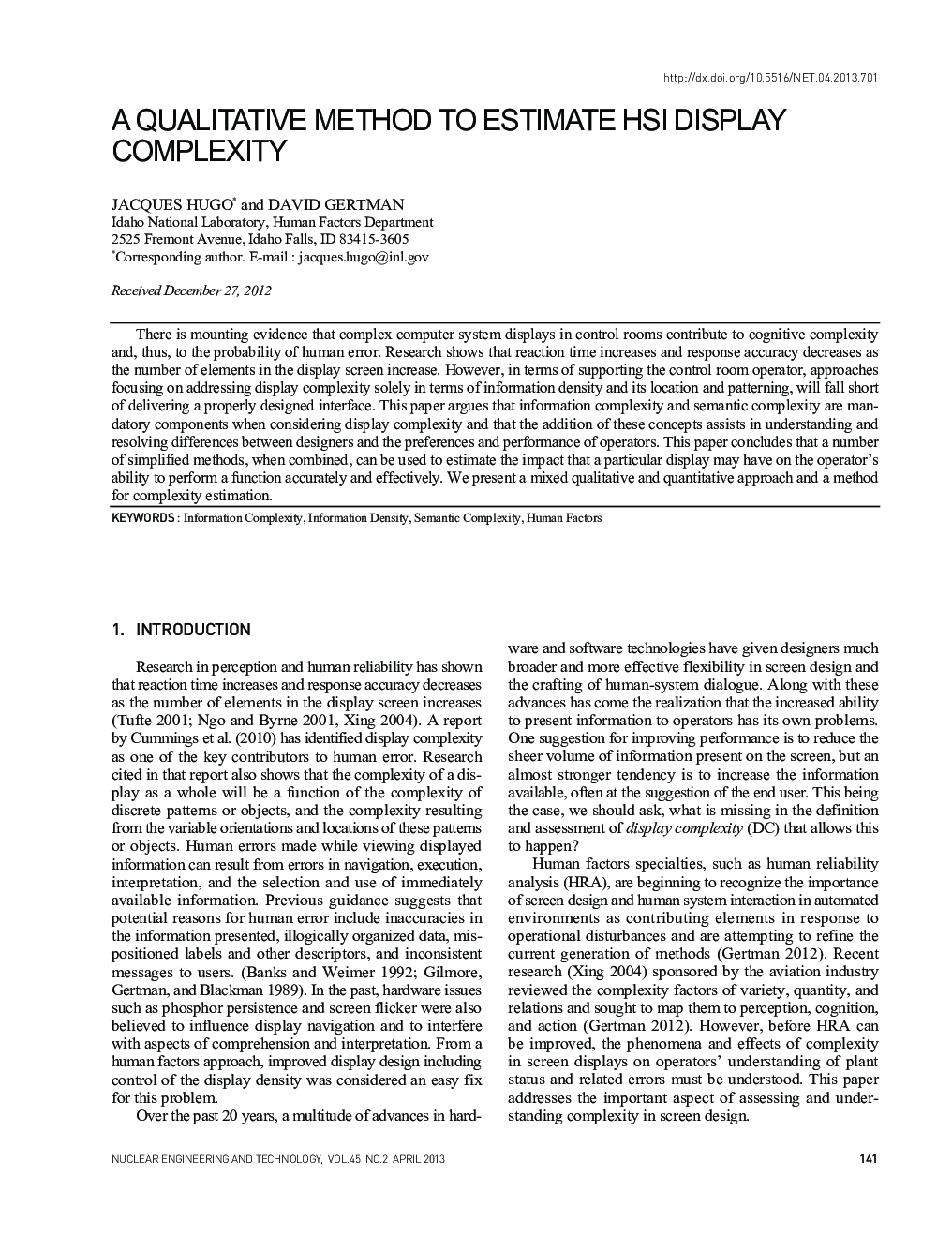 A QUALITATIVE METHOD TO ESTIMATE HSI DISPLAY COMPLEXITY