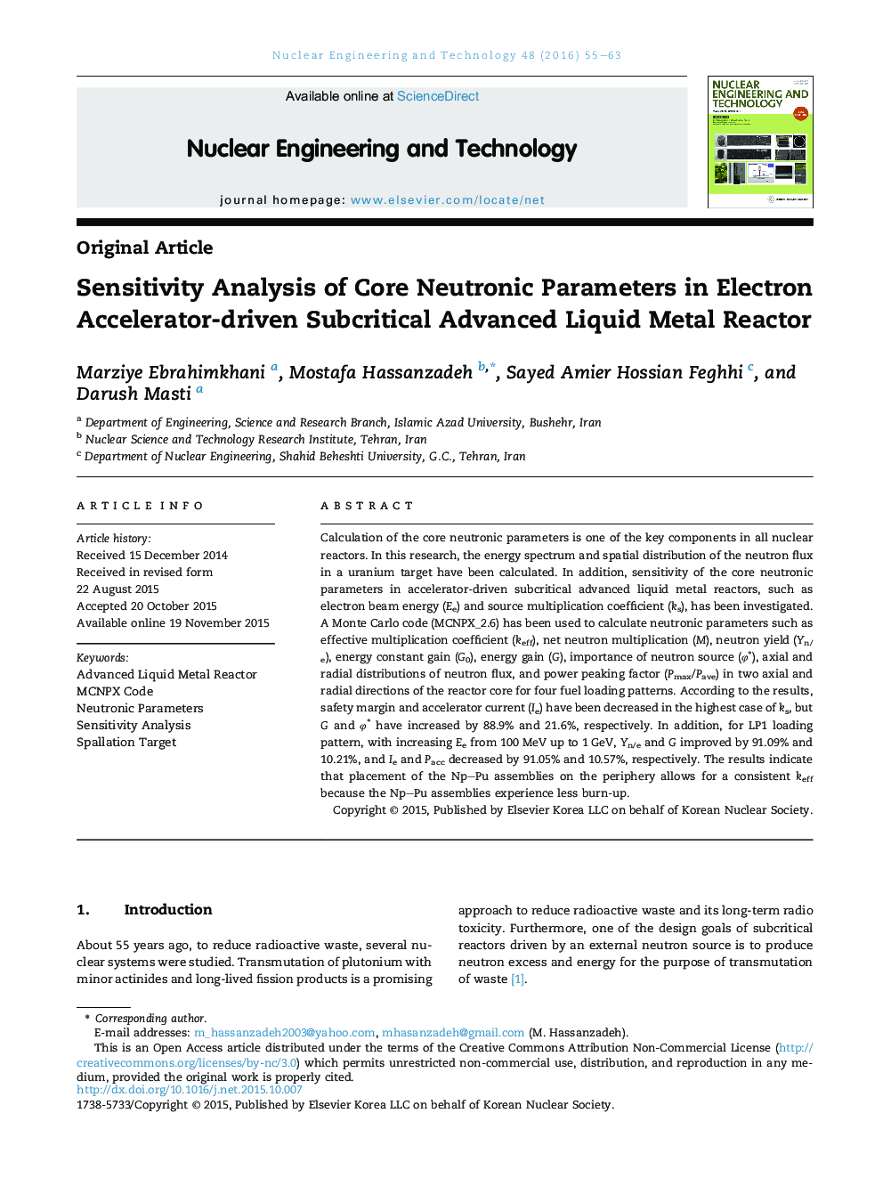 Sensitivity Analysis of Core Neutronic Parameters in Electron Accelerator-driven Subcritical Advanced Liquid Metal Reactor 