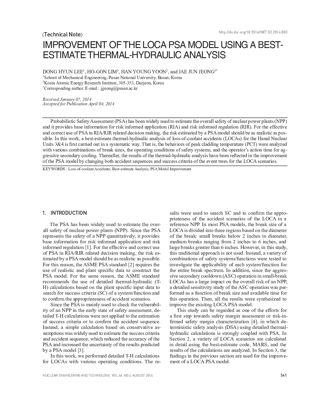 IMPROVEMENT OF THE LOCA PSA MODEL USING A BEST-ESTIMATE THERMAL-HYDRAULIC ANALYSIS