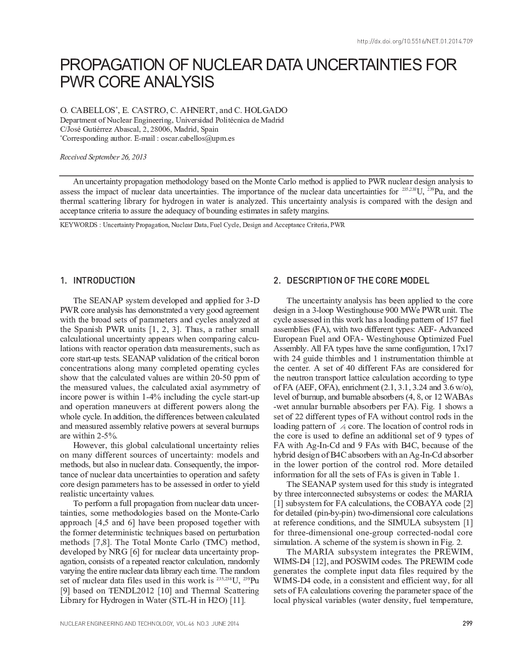 PROPAGATION OF NUCLEAR DATA UNCERTAINTIES FOR PWR CORE ANALYSIS