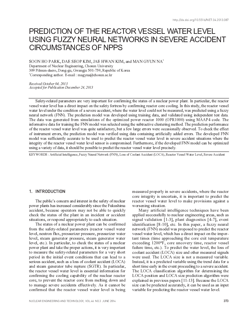 PREDICTION OF THE REACTOR VESSEL WATER LEVEL USING FUZZY NEURAL NETWORKS IN SEVERE ACCIDENT CIRCUMSTANCES OF NPPS