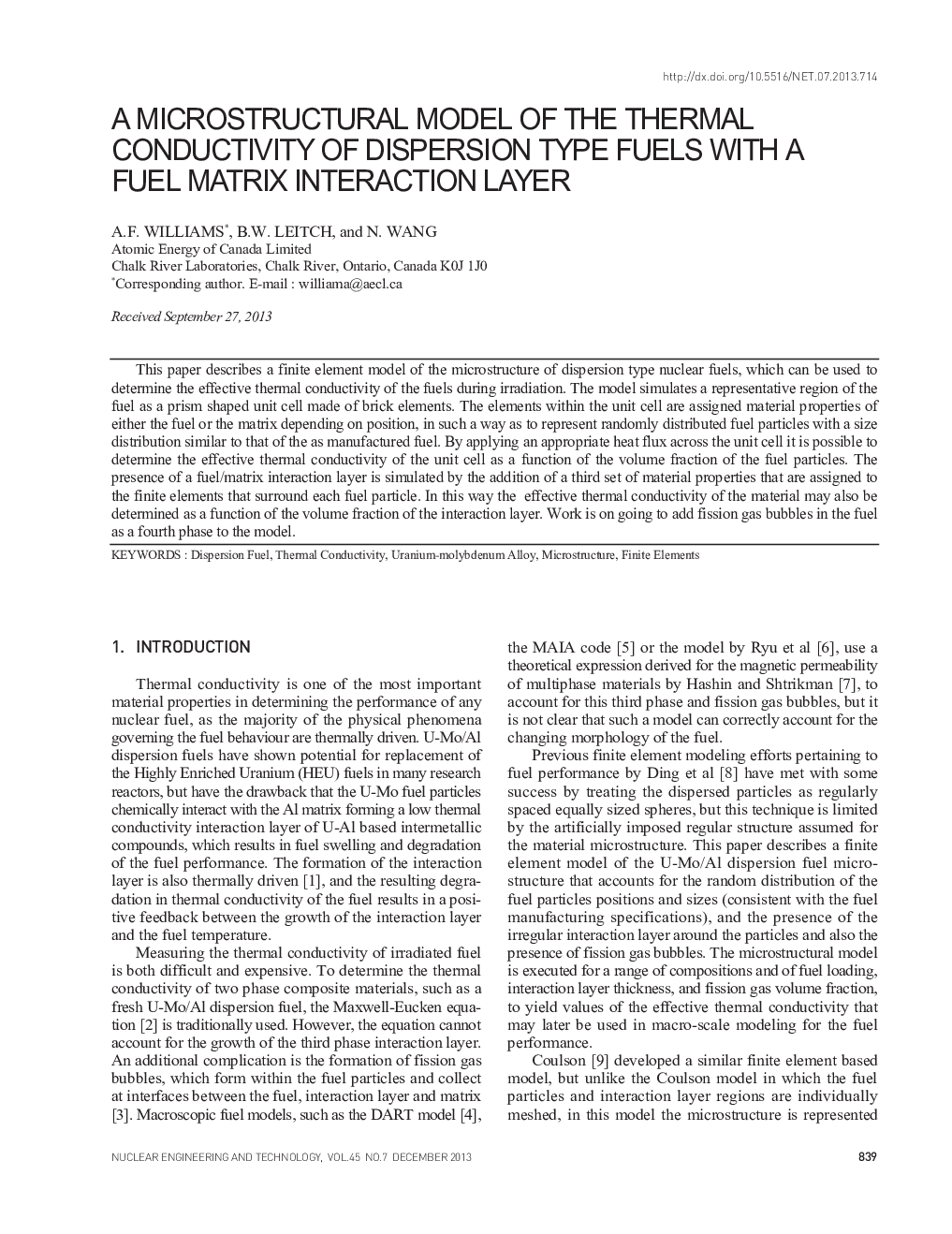 A MICROSTRUCTURAL MODEL OF THE THERMAL CONDUCTIVITY OF DISPERSION TYPE FUELS WITH A FUEL MATRIX INTERACTION LAYER