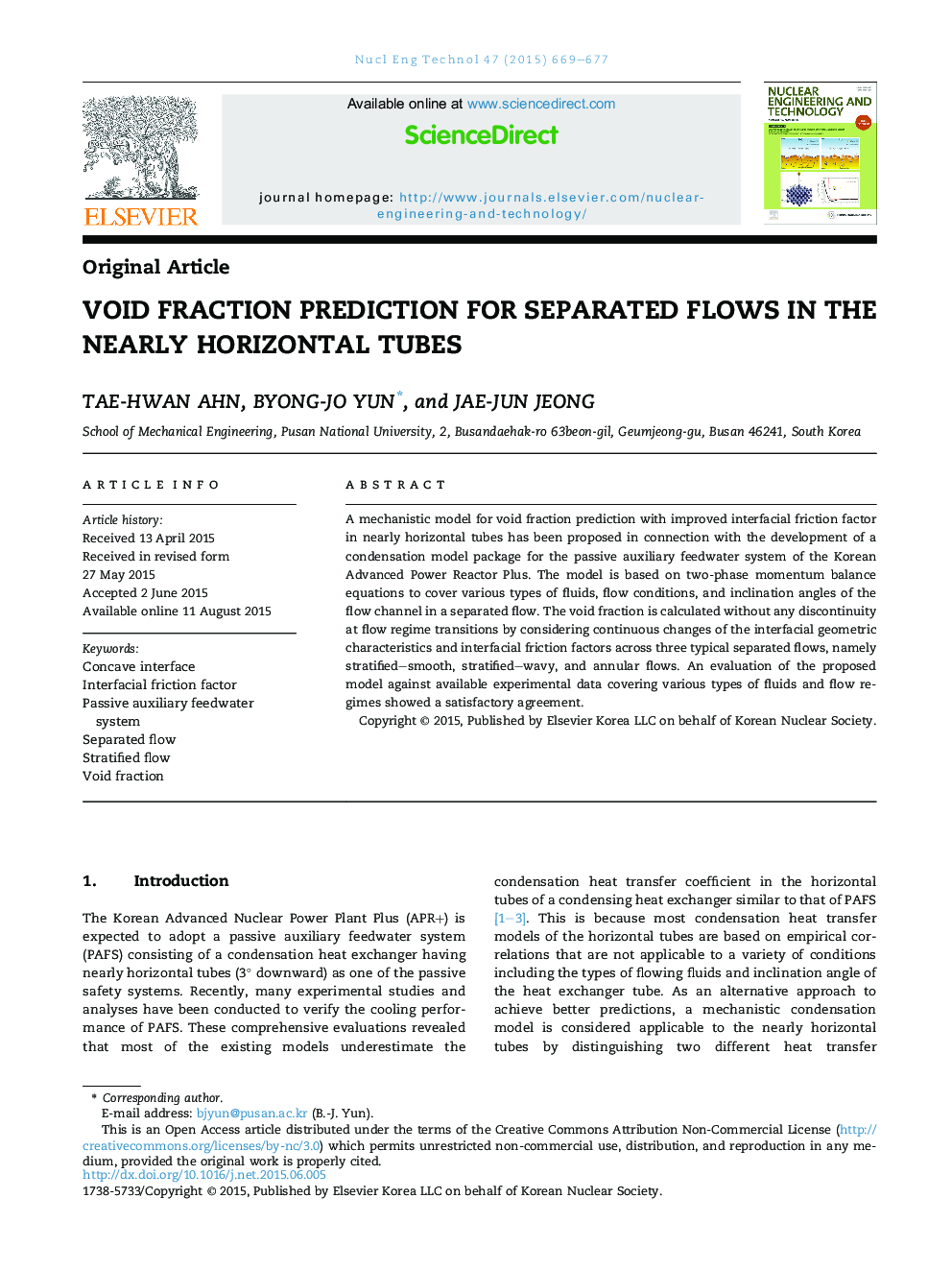 Void fraction prediction for separated flows in the nearly horizontal tubes 