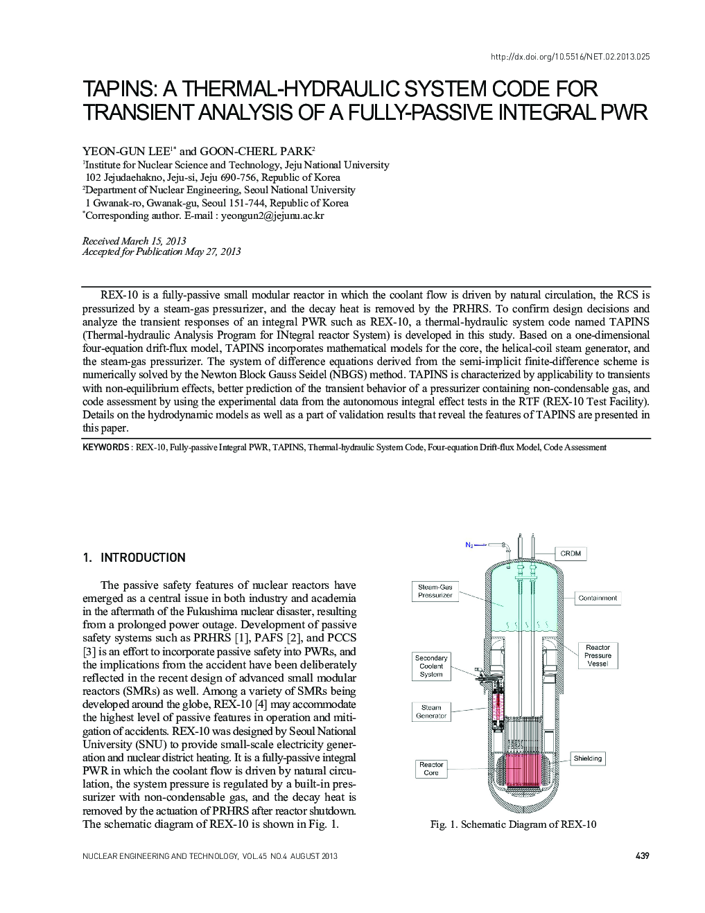 TAPINS: A THERMAL-HYDRAULIC SYSTEM CODE FOR TRANSIENT ANALYSIS OF A FULLY-PASSIVE INTEGRAL PWR