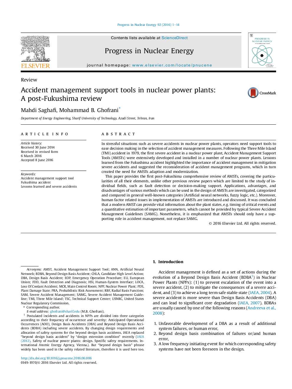 Accident management support tools in nuclear power plants: A post-Fukushima review