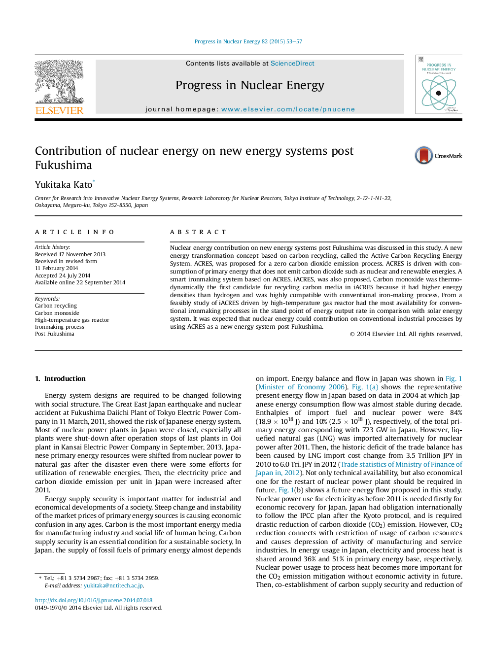 Contribution of nuclear energy on new energy systems post Fukushima