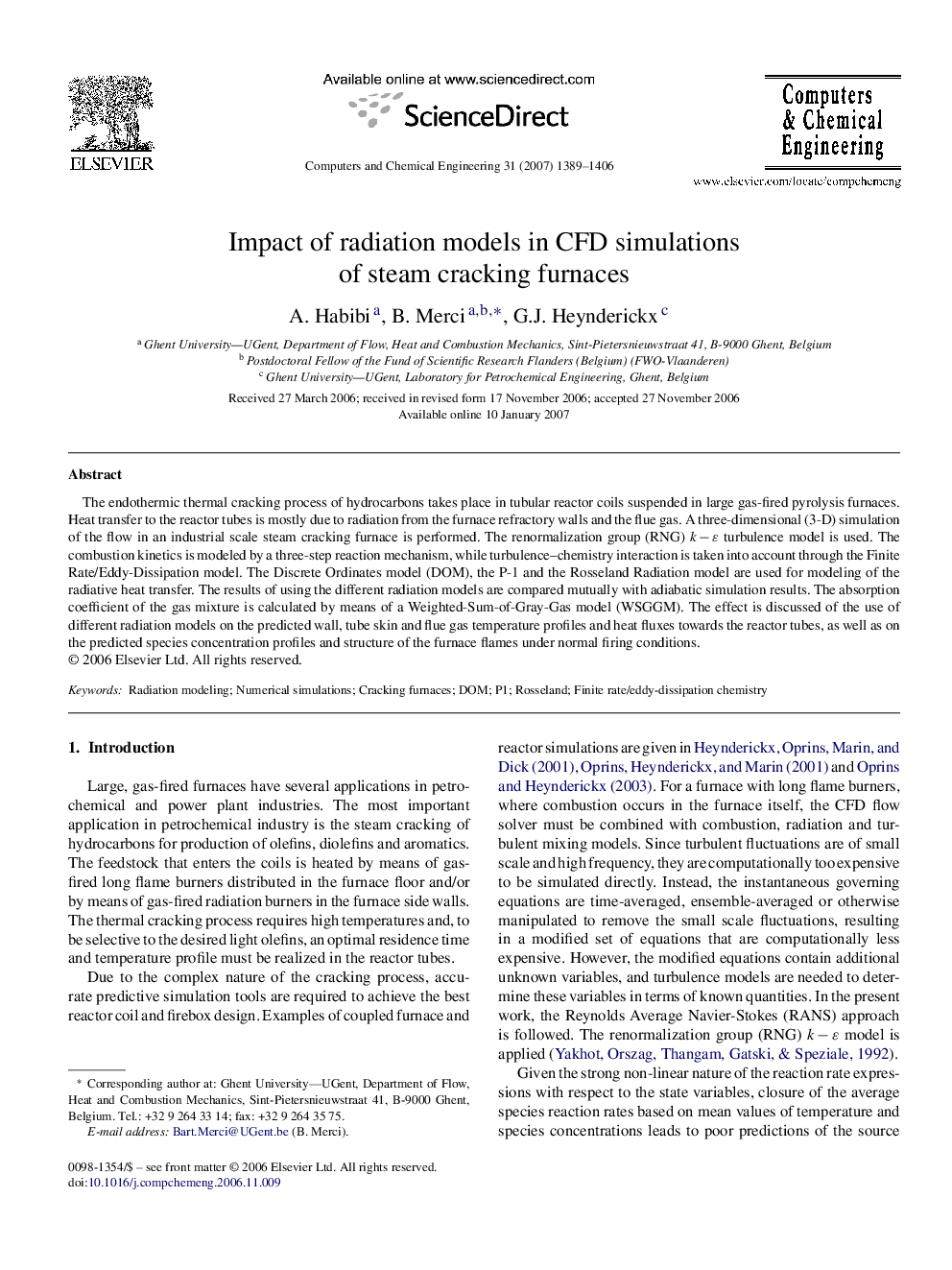 Impact of radiation models in CFD simulations of steam cracking furnaces