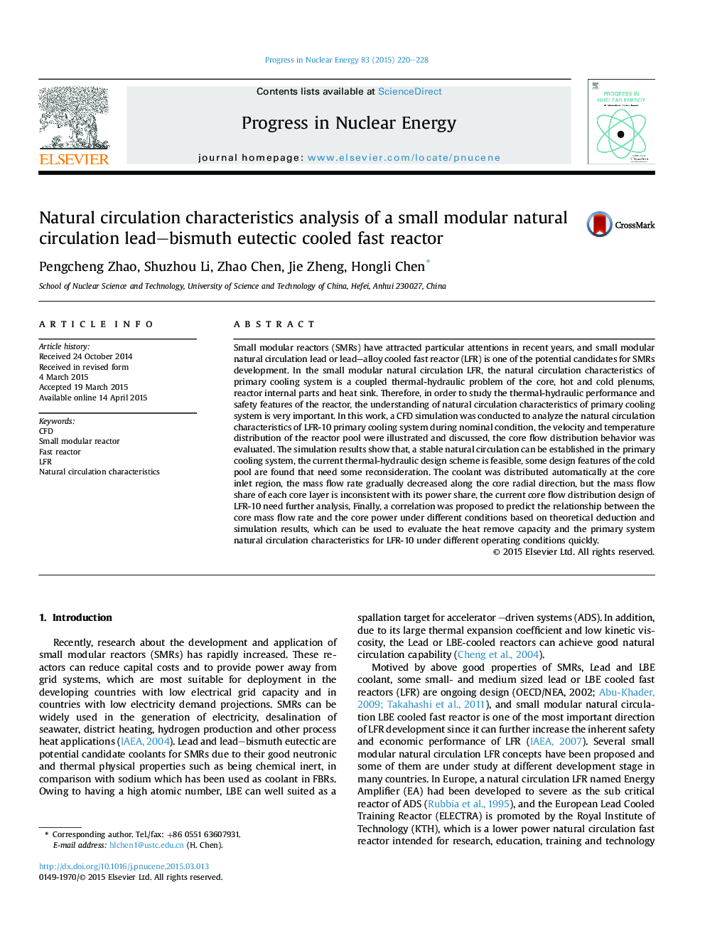 Natural circulation characteristics analysis of a small modular natural circulation lead-bismuth eutectic cooled fast reactor