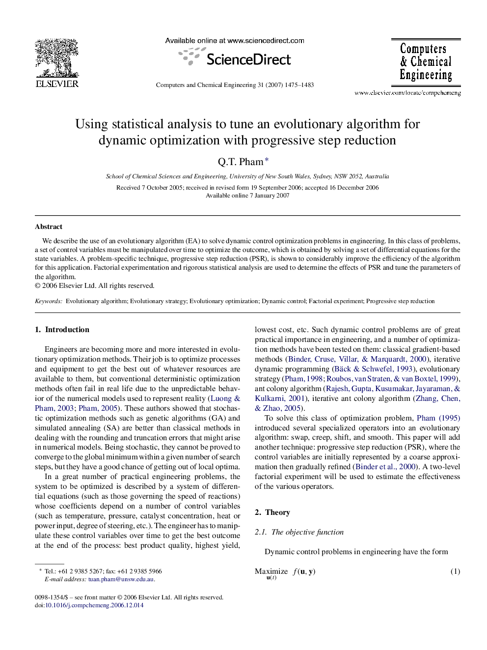 Using statistical analysis to tune an evolutionary algorithm for dynamic optimization with progressive step reduction