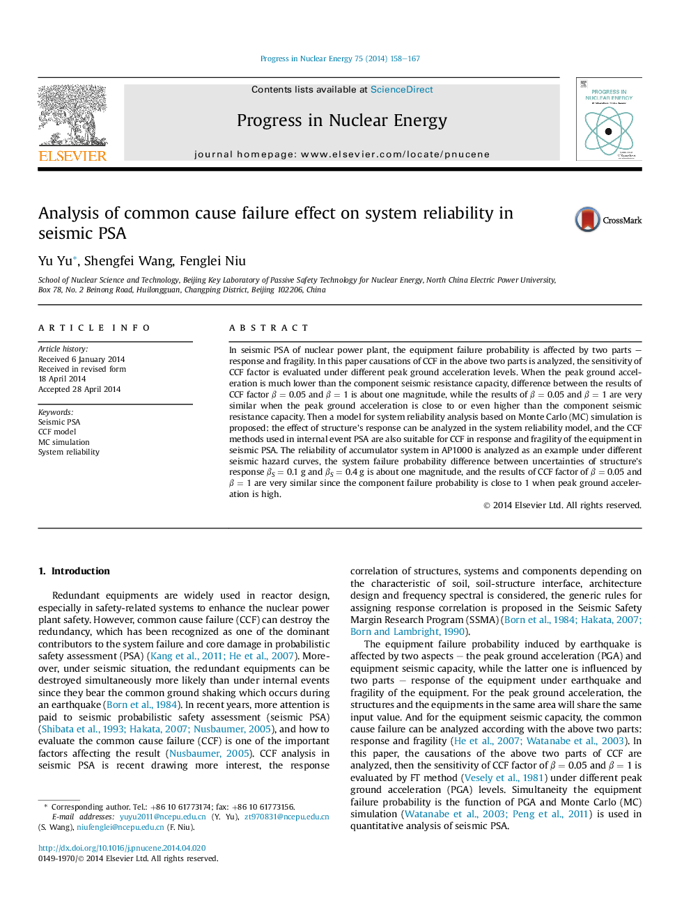 Analysis of common cause failure effect on system reliability in seismic PSA