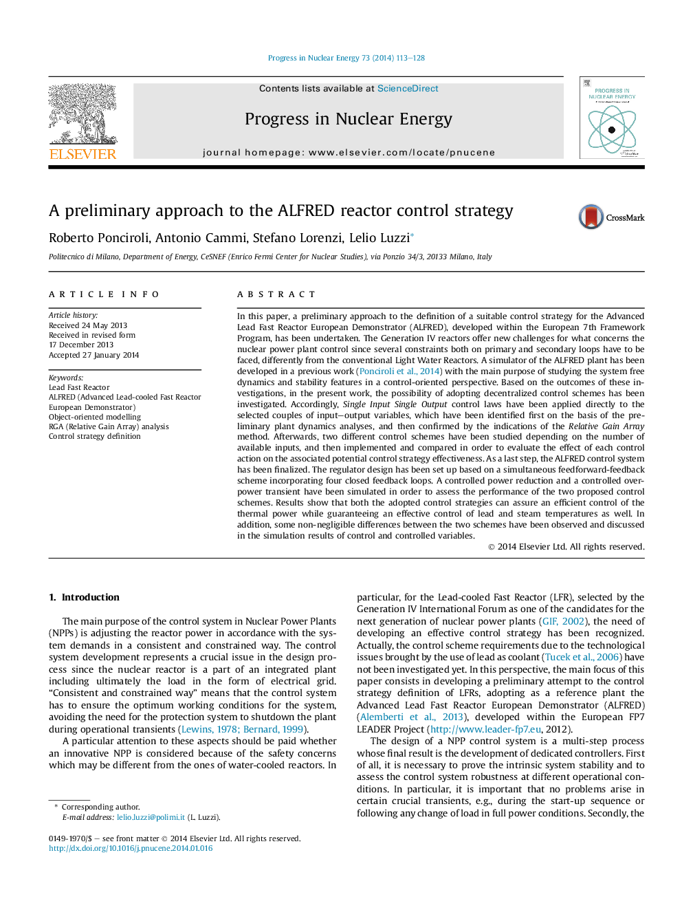 A preliminary approach to the ALFRED reactor control strategy