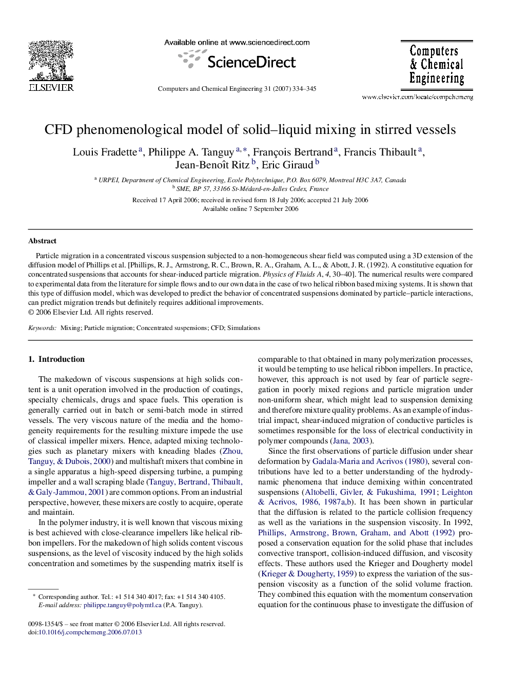 CFD phenomenological model of solid–liquid mixing in stirred vessels