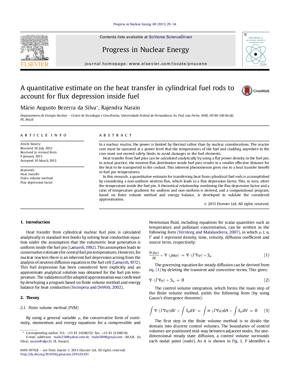 A quantitative estimate on the heat transfer in cylindrical fuel rods to account for flux depression inside fuel