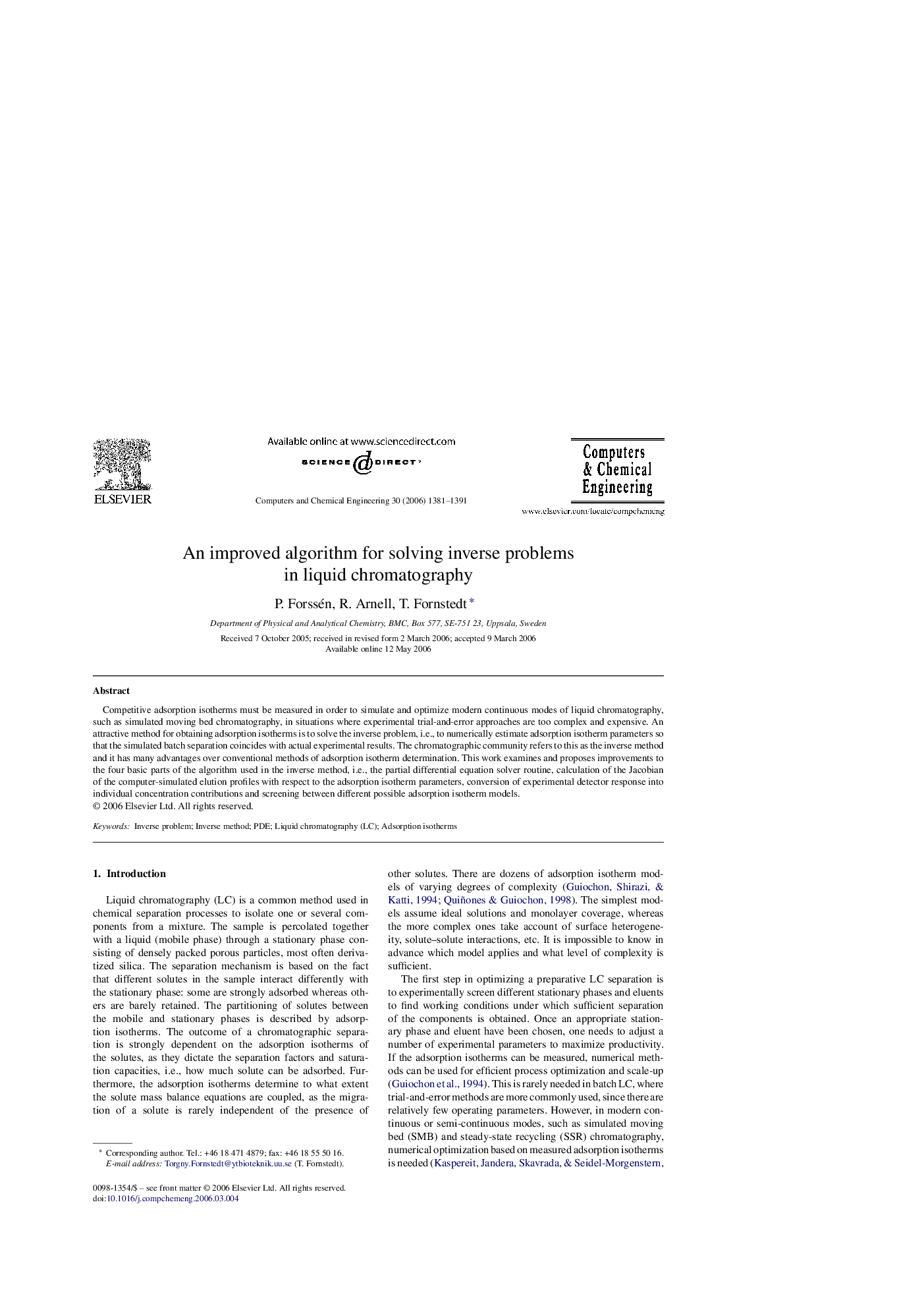 عکس صفحه اول مقاله: An improved algorithm for solving inverse problems in liquid chromatography An improved algorithm for solving inverse problems in liquid chromatography