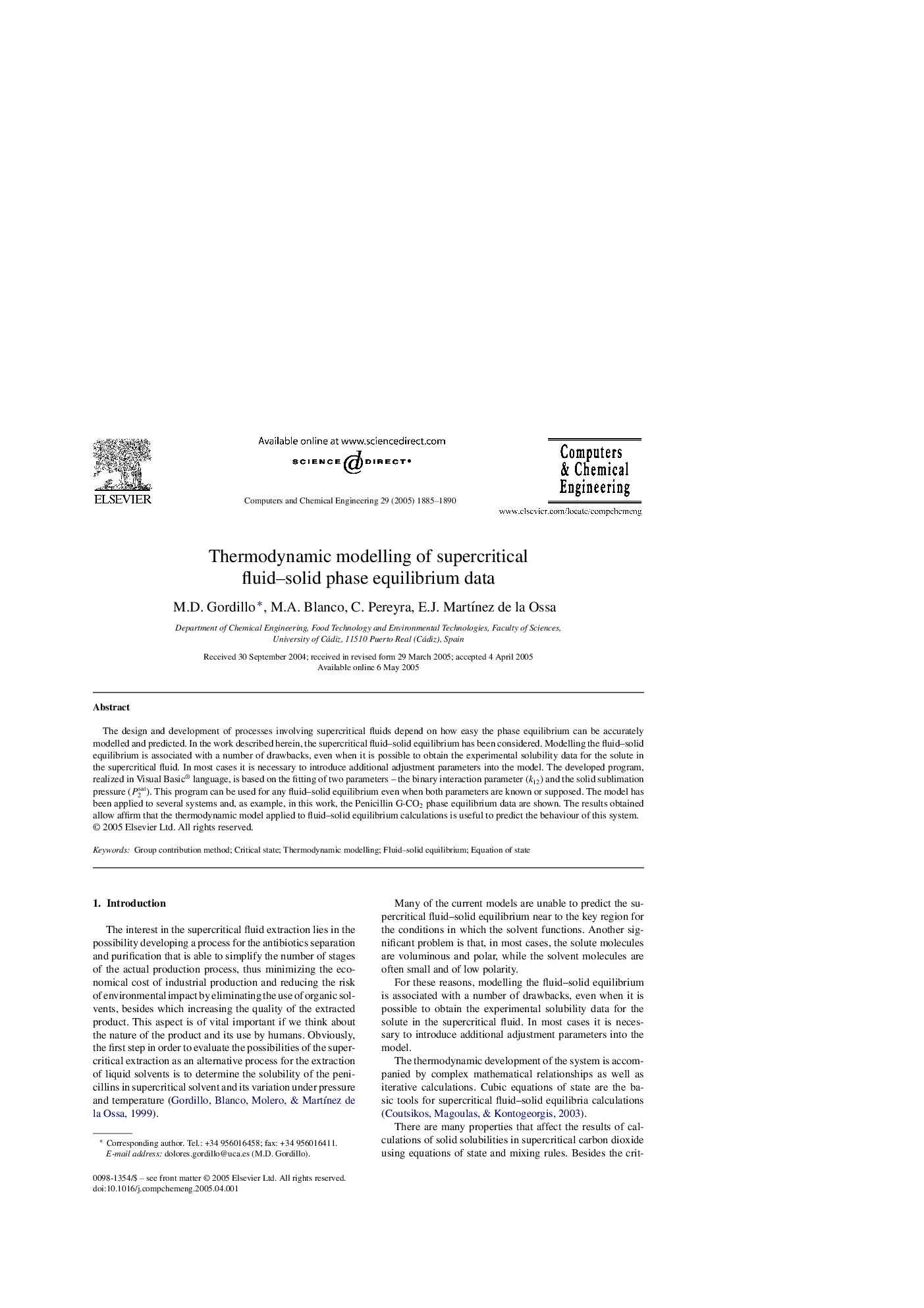 Thermodynamic modelling of supercritical fluid–solid phase equilibrium data