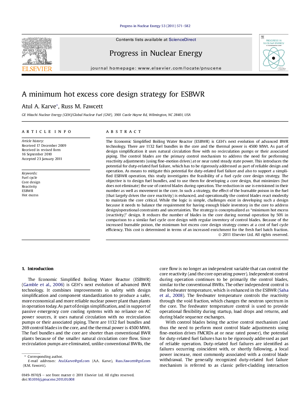 A minimum hot excess core design strategy for ESBWR