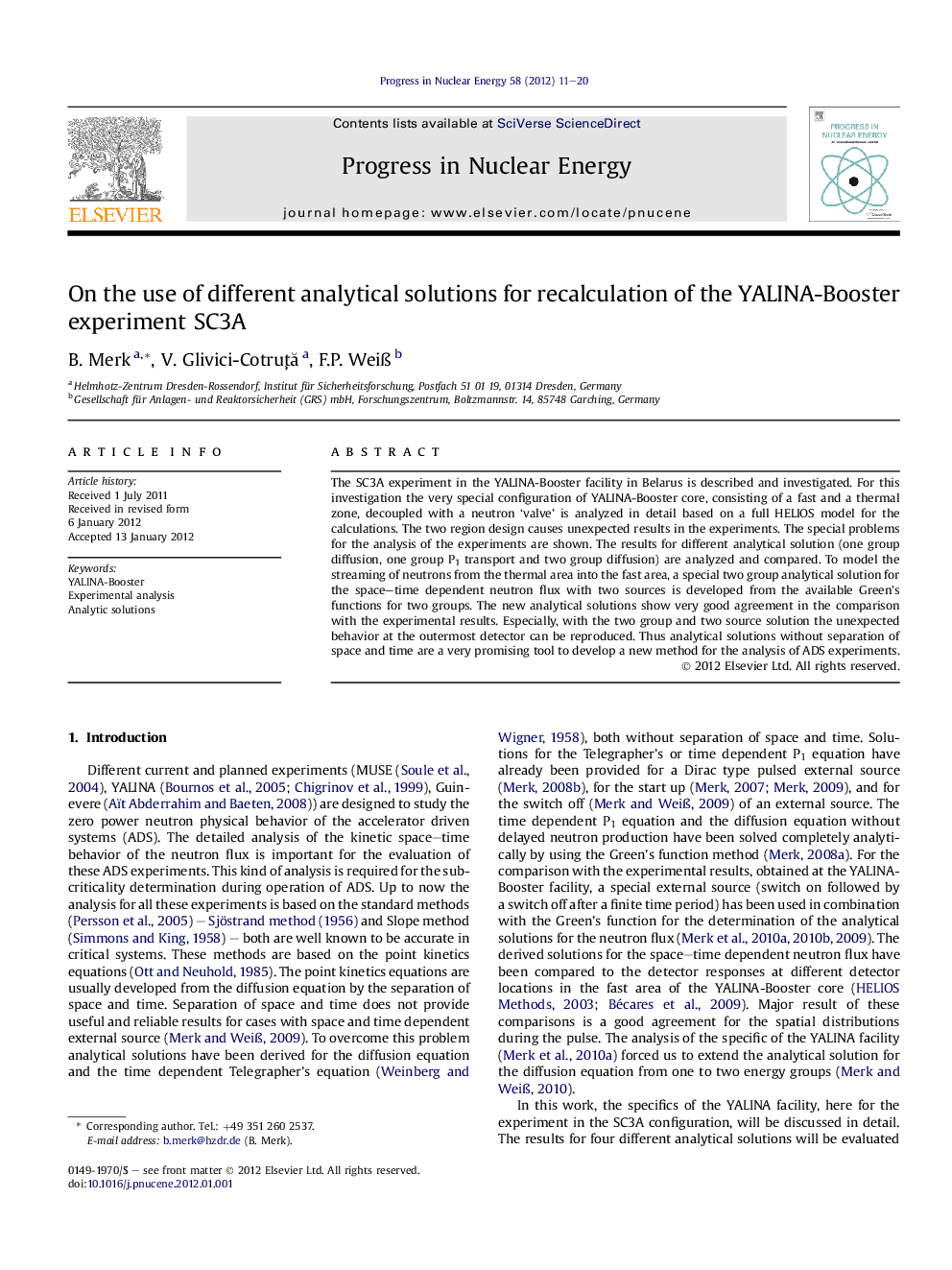 On the use of different analytical solutions for recalculation of the YALINA-Booster experiment SC3A