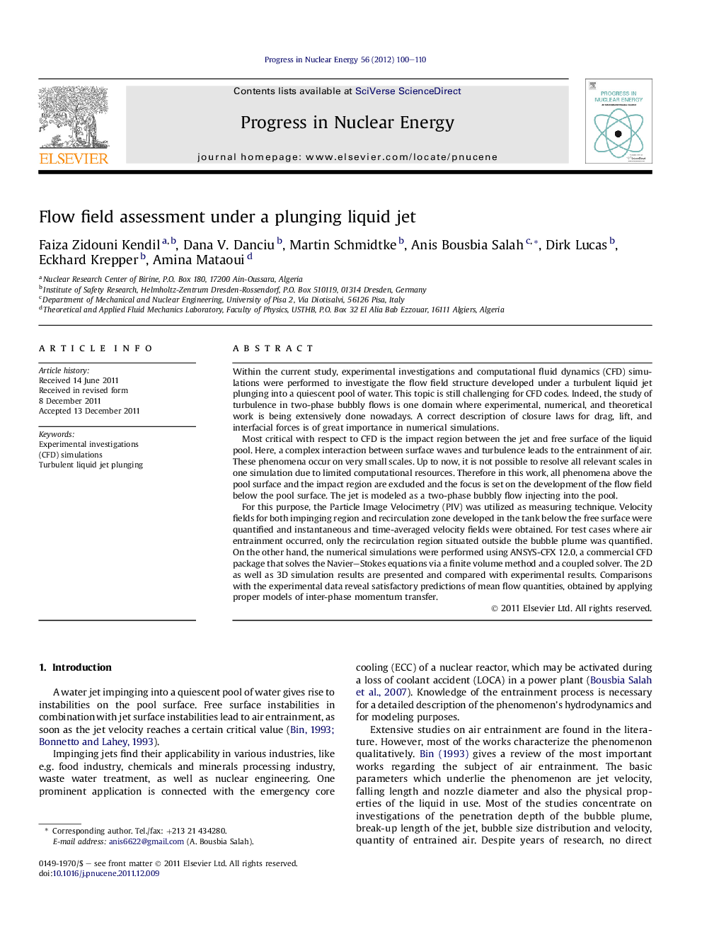 Flow field assessment under a plunging liquid jet