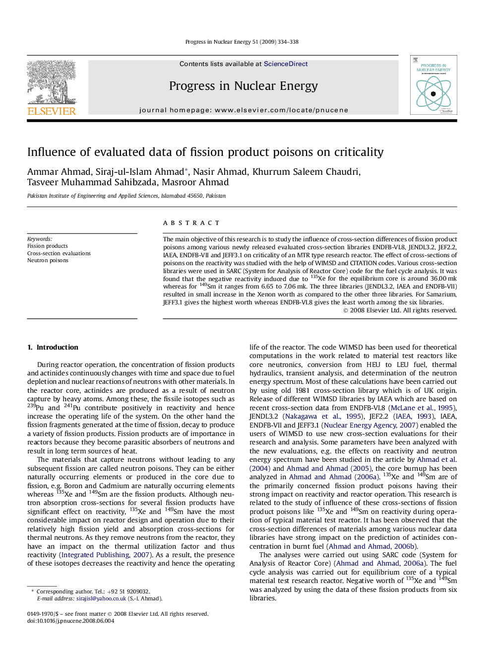 Influence of evaluated data of fission product poisons on criticality