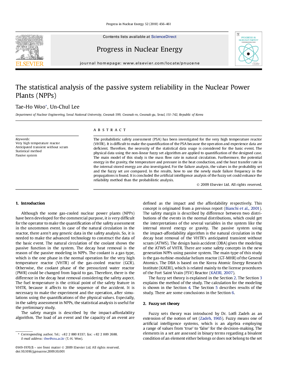 The statistical analysis of the passive system reliability in the Nuclear Power Plants (NPPs)