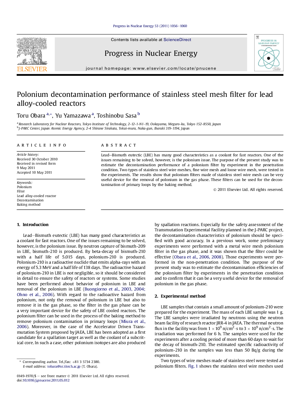 Polonium decontamination performance of stainless steel mesh filter for lead alloy-cooled reactors