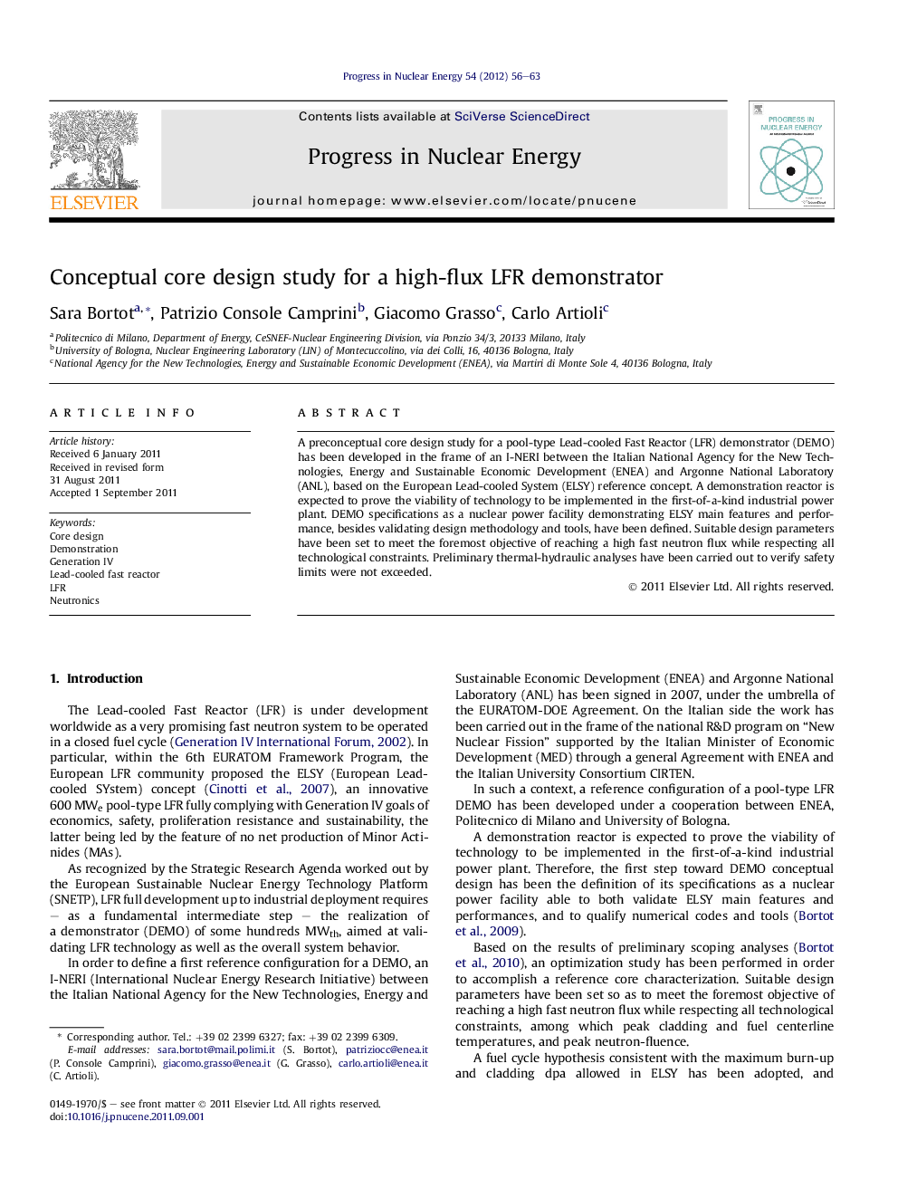 Conceptual core design study for a high-flux LFR demonstrator