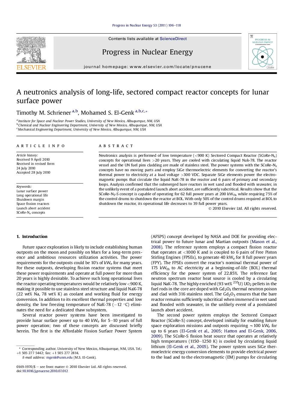 A neutronics analysis of long-life, sectored compact reactor concepts for lunar surface power